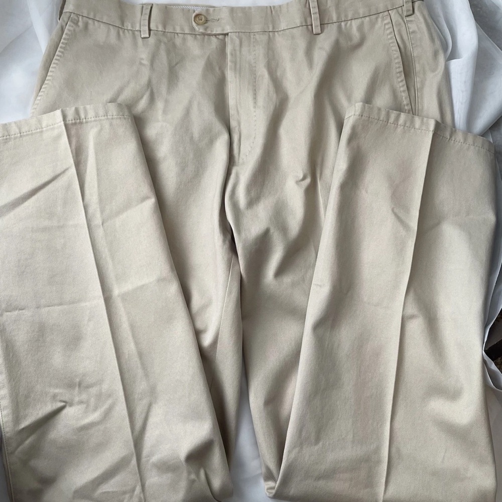 Peter Millar Pants Beige Chinos Flat Front Pima Cotton Ankle 38x32